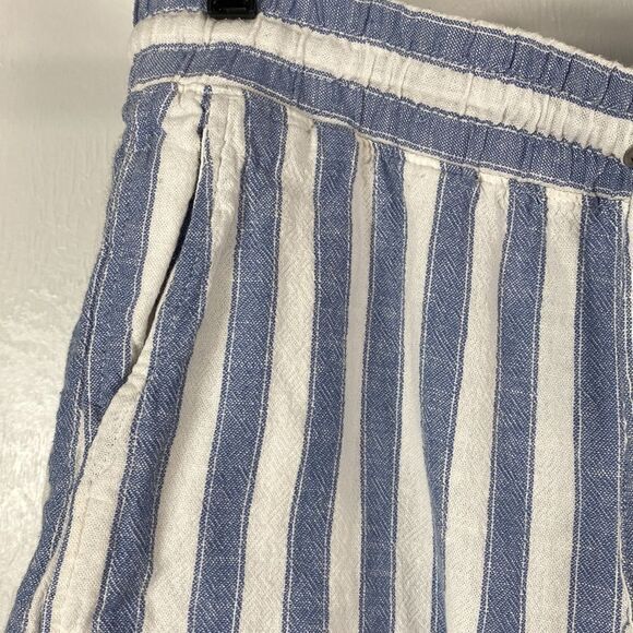 ❤️Last Chance GAP striped white & blue linen blend high rise short size L - Picture 2 of 10